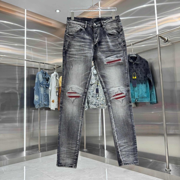 Distressed Washed Streetwear with Ripped Craft Slim Skinny Stretch Jeans 29310923