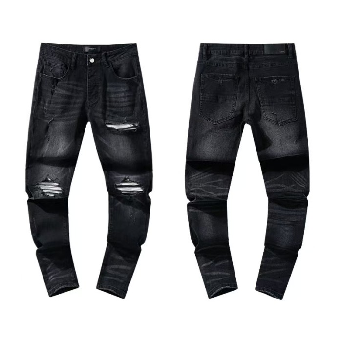 Multi Hand Ripped Destroyed Frayed Letter Logo Side Print Washed Ripped Skinny Stretch Denim Jeans 18 colors 29313539