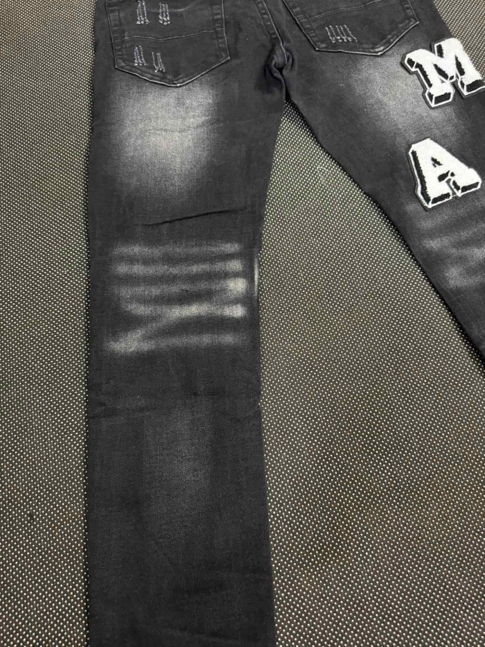 New Spring Autumn Black Slim Flare Ripped Patch Streetwear Jeans 29310922
