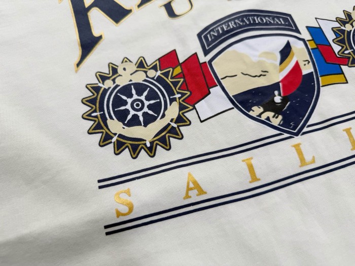 Nautical Ship Wheel Shield Sailing Arch Letter Blank Back Print Tee 2 colors 29311373