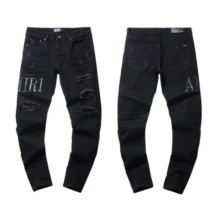 Multi Hand Ripped Destroyed Frayed Letter Logo Side Print Washed Ripped Skinny Stretch Denim Jeans 18 colors 29313539