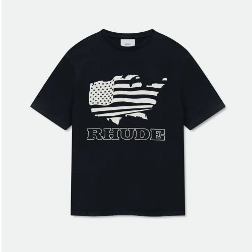 Retro Streetwear Single-Sided USA Map Distressed US Flag Outline Letter Print Tee 2 colors 29310941