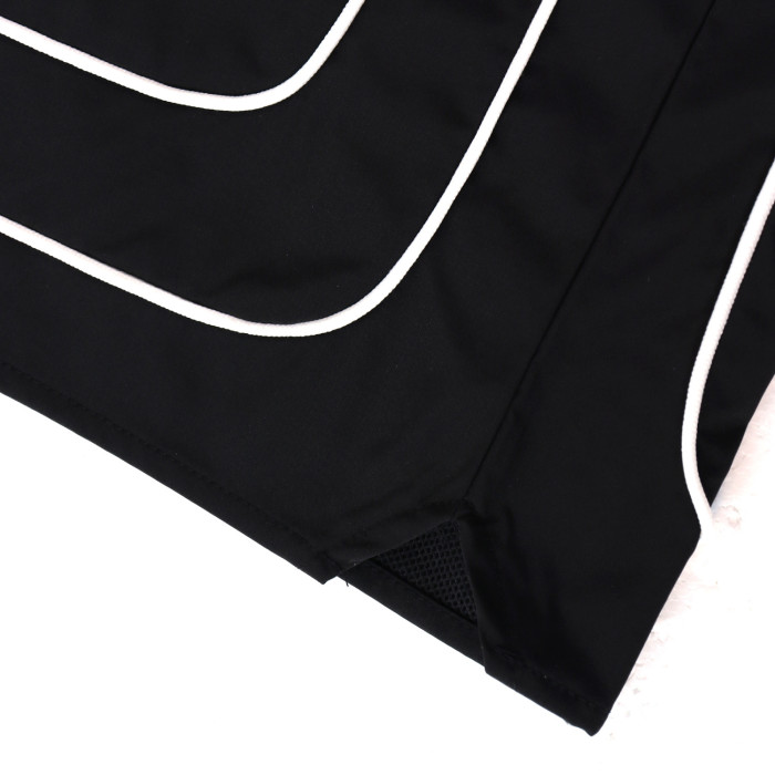 Double White Side Piping Large Outline Letter Front Relaxed Knee Length Quick Dry Mesh Athletic Shorts 4 colors 29311414