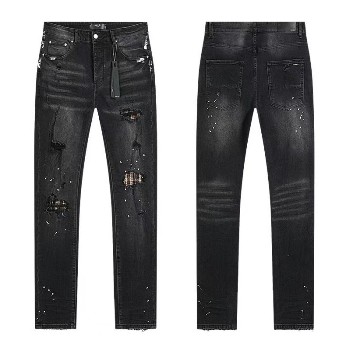 Multi Color Splash Paint Star Logo Letter Embroidery Washed Ripped Skinny Stretch Denim Jeans 14 colors 29313208
