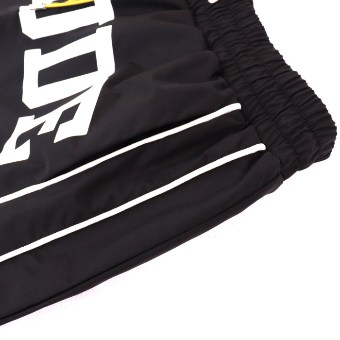 Double White Side Piping Large Outline Letter Front Relaxed Knee Length Quick Dry Mesh Athletic Shorts 4 colors 29311414
