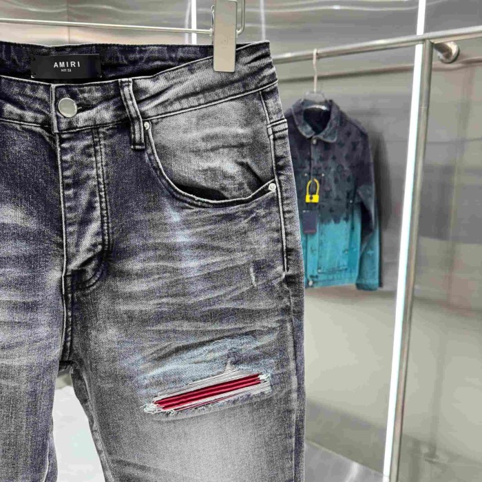 Distressed Washed Streetwear with Ripped Craft Slim Skinny Stretch Jeans 29310923