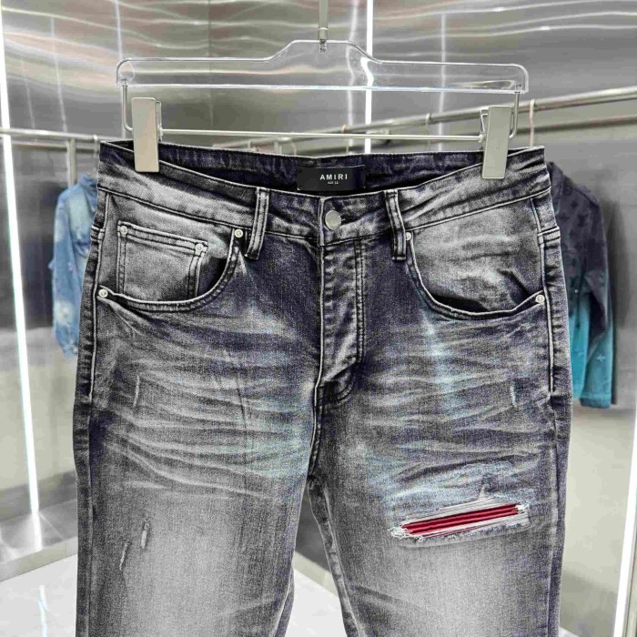 Distressed Washed Streetwear with Ripped Craft Slim Skinny Stretch Jeans 29310923