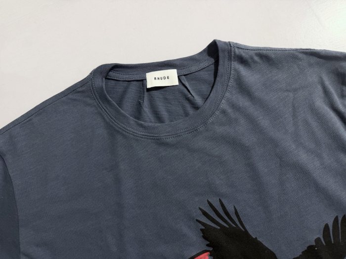 American Retro Streetwear Single-Sided Flying Eagle Red Circle Big Letter Graphic Plain Back Tee 29310951
