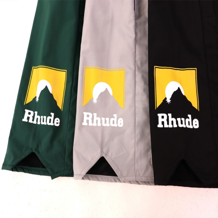 Yellow Frame Mountain Sunset Mini Logo Side Vertical Stripe Elastic Drawstring Waist Athletic Shorts 3 colors 29311565