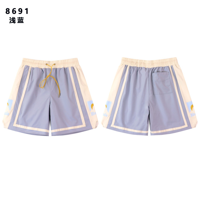 Two-Tone Color Block Side Panel Hem Mini Logo Elastic Drawstring Waist Relaxed Fit Elastic Shorts 4 colors 29311419