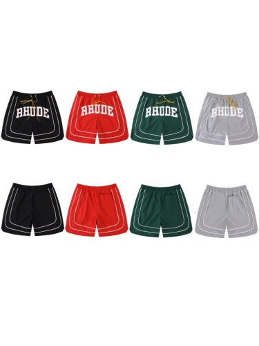 Double White Side Piping Large Outline Letter Front Relaxed Knee Length Quick Dry Mesh Athletic Shorts 4 colors 29311414