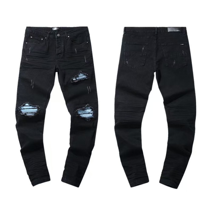 Multi Hand Ripped Destroyed Frayed Letter Logo Side Print Washed Ripped Skinny Stretch Denim Jeans 18 colors 29313539