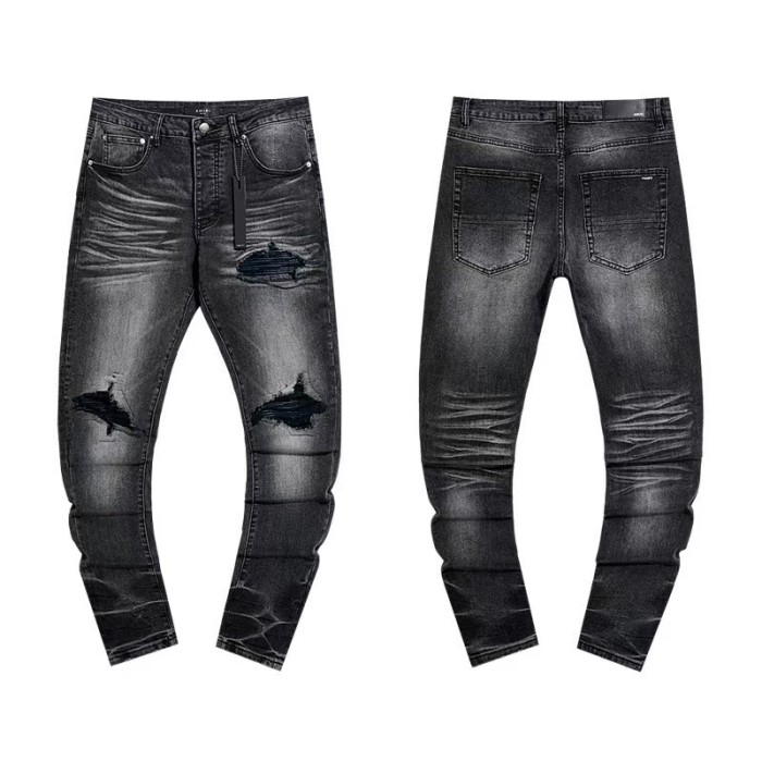 Multi Hand Ripped Destroyed Frayed Letter Logo Side Print Washed Ripped Skinny Stretch Denim Jeans 18 colors 29313539