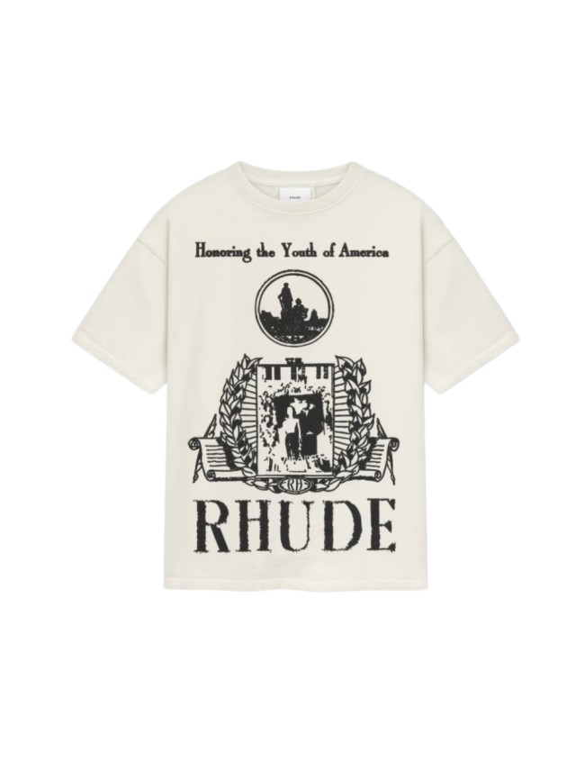 Laurel Wreath Frame Antique Portrait  Honoring the Youth of America  Script Print Tee 29311383