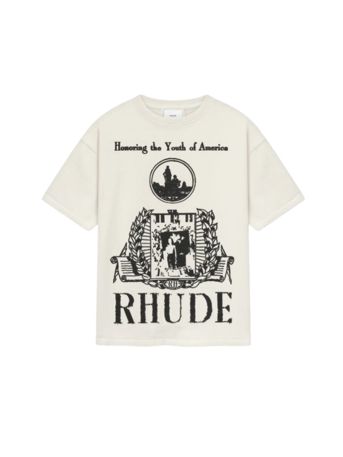 Laurel Wreath Frame Antique Portrait  Honoring the Youth of America  Script Print Tee 29311383