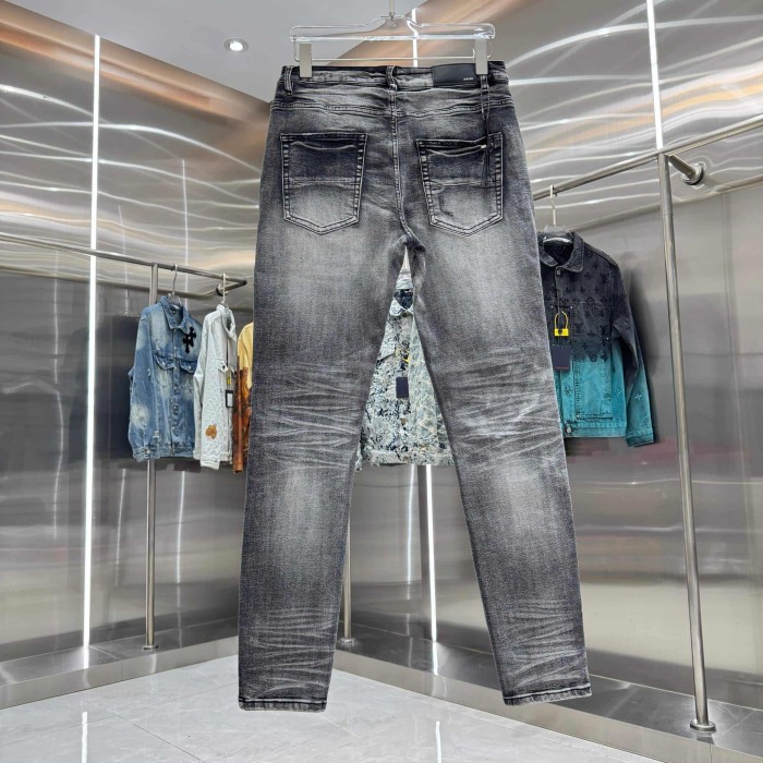 Distressed Washed Streetwear with Ripped Craft Slim Skinny Stretch Jeans 29310923