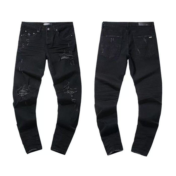 Multi Hand Ripped Destroyed Frayed Letter Logo Side Print Washed Ripped Skinny Stretch Denim Jeans 18 colors 29313539