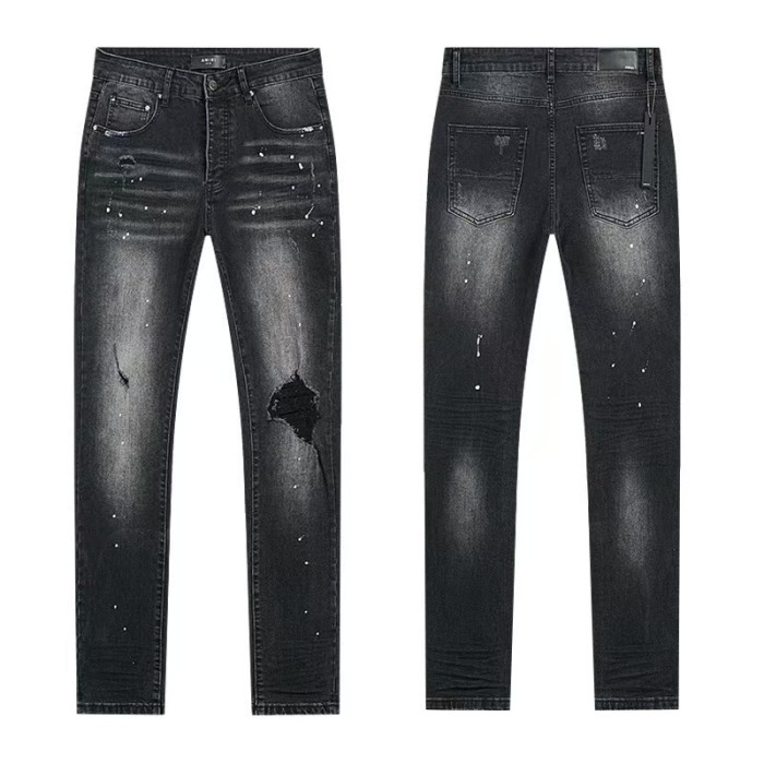 Multi Color Splash Paint Star Logo Letter Embroidery Washed Ripped Skinny Stretch Denim Jeans 14 colors 29313208