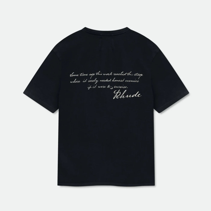 Vintage French Hand Sketch Montenegro Cliff Landscape Dual Side Cursive Script Letter Print Tee 2 colors 29310937