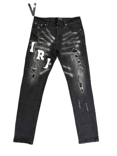 New Spring Autumn Black Slim Flare Ripped Patch Streetwear Jeans 29310922