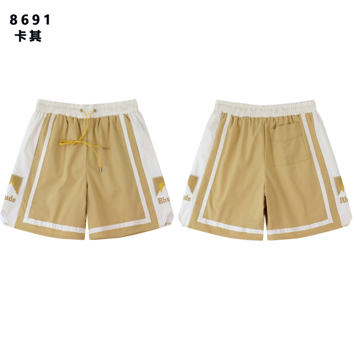 Two-Tone Color Block Side Panel Hem Mini Logo Elastic Drawstring Waist Relaxed Fit Elastic Shorts 4 colors 29311419