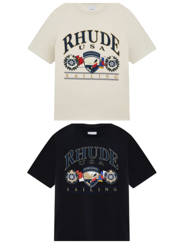 Nautical Ship Wheel Shield Sailing Arch Letter Blank Back Print Tee 2 colors 29311373