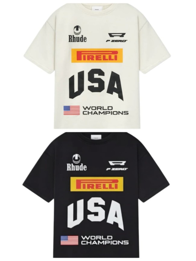 Multi Racing Sponsor Badge Big USA Flag World Champions Text Blank Back Tee 2 colors 29311380