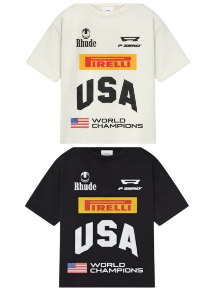 Multi Racing Sponsor Badge Big USA Flag World Champions Text Blank Back Tee 2 colors 29311380
