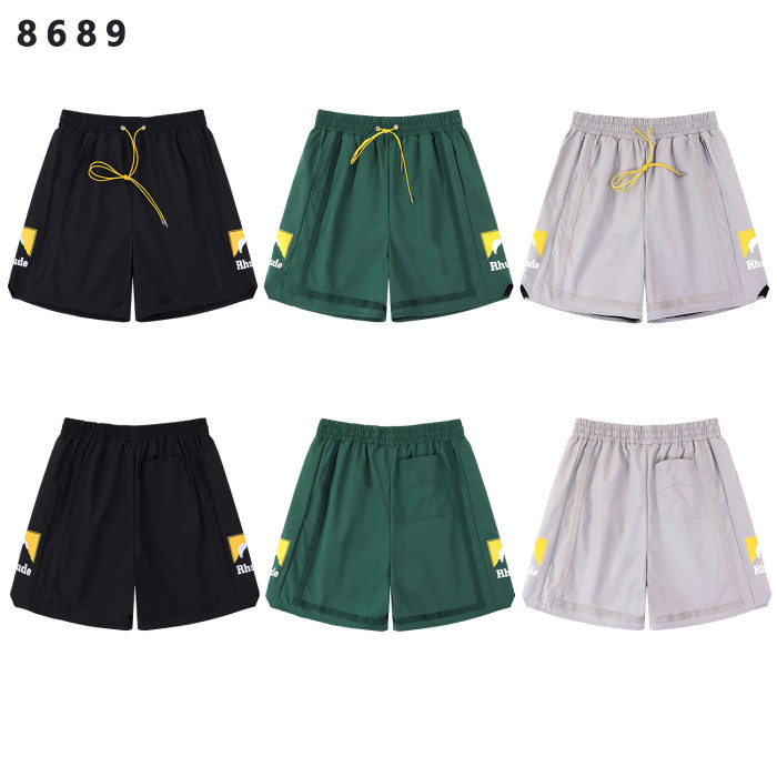 Yellow Frame Mountain Sunset Mini Logo Side Vertical Stripe Elastic Drawstring Waist Athletic Shorts 3 colors 29311565