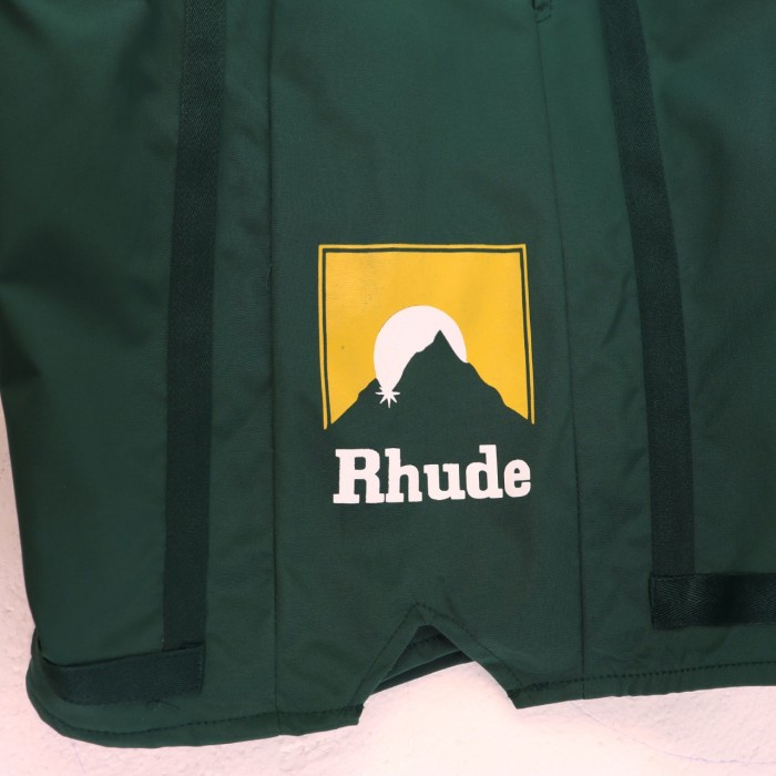 Yellow Frame Mountain Sunset Mini Logo Side Vertical Stripe Elastic Drawstring Waist Athletic Shorts 3 colors 29311565