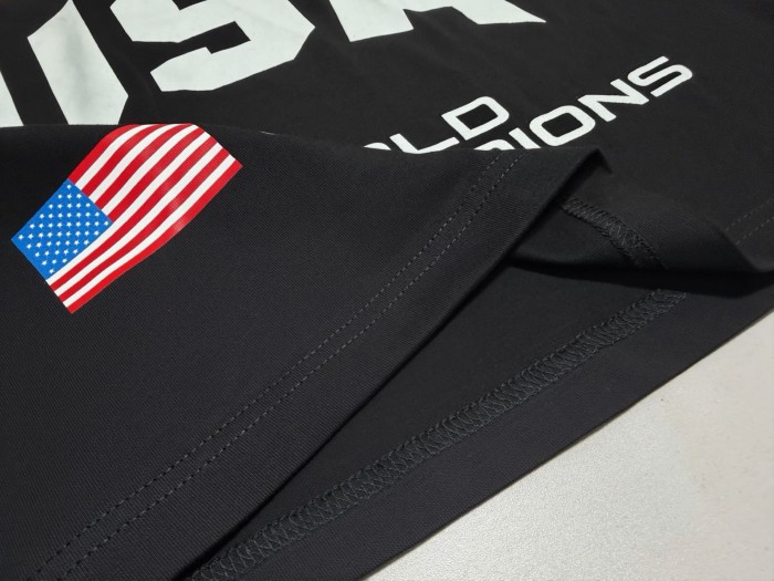 Multi Racing Sponsor Badge Big USA Flag World Champions Text Blank Back Tee 2 colors 29311380