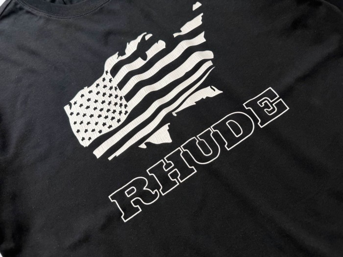 Retro Streetwear Single-Sided USA Map Distressed US Flag Outline Letter Print Tee 2 colors 29310941
