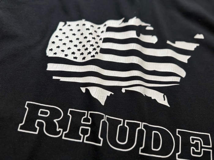 Retro Streetwear Single-Sided USA Map Distressed US Flag Outline Letter Print Tee 2 colors 29310941