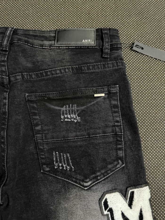 New Spring Autumn Black Slim Flare Ripped Patch Streetwear Jeans 29310922