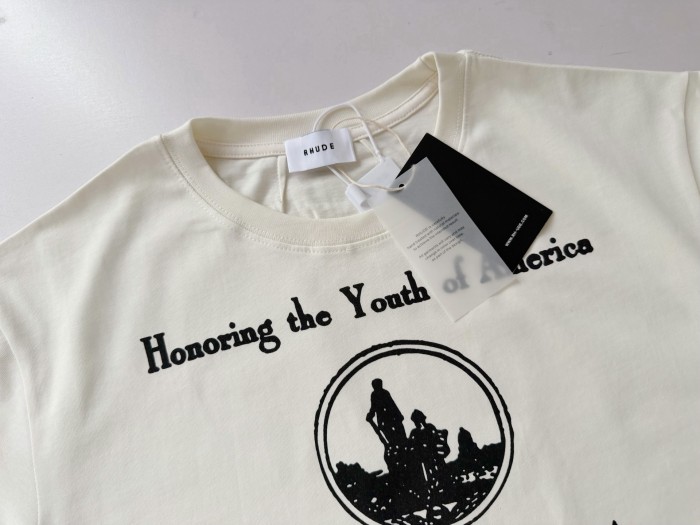 Laurel Wreath Frame Antique Portrait  Honoring the Youth of America  Script Print Tee 29311383