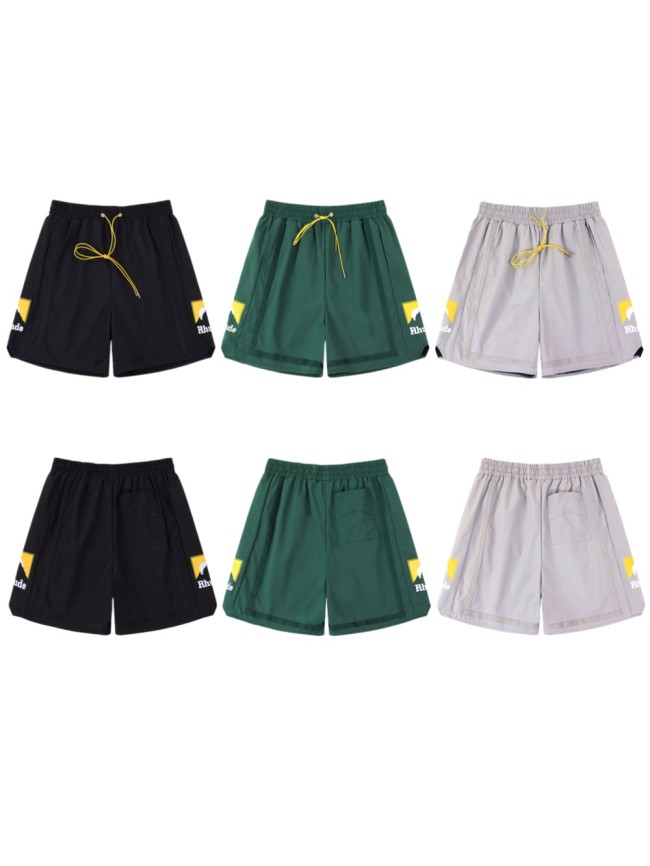 Yellow Frame Mountain Sunset Mini Logo Side Vertical Stripe Elastic Drawstring Waist Athletic Shorts 3 colors 29311565