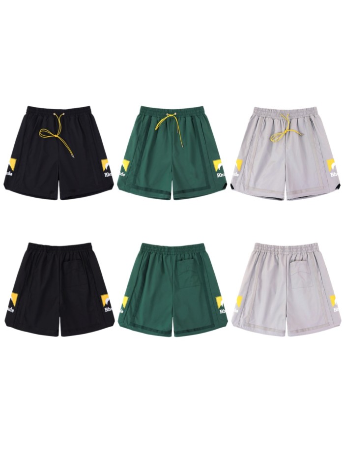 Yellow Frame Mountain Sunset Mini Logo Side Vertical Stripe Elastic Drawstring Waist Athletic Shorts 3 colors 29311565