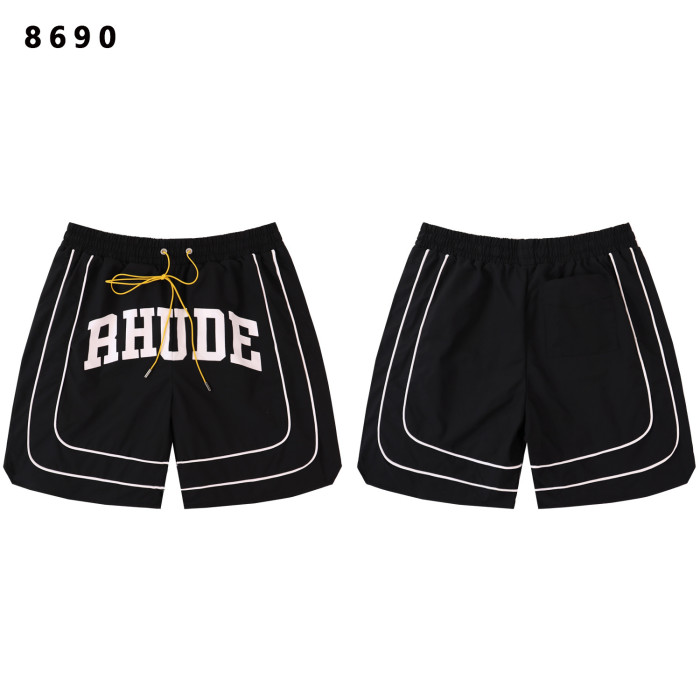 Double White Side Piping Large Outline Letter Front Relaxed Knee Length Quick Dry Mesh Athletic Shorts 4 colors 29311414