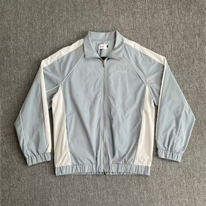 Vintage American Sport Style Letter Embroidery Color Block Zip-Up Cropped Jacket & Pants Set 2 colors 29317364