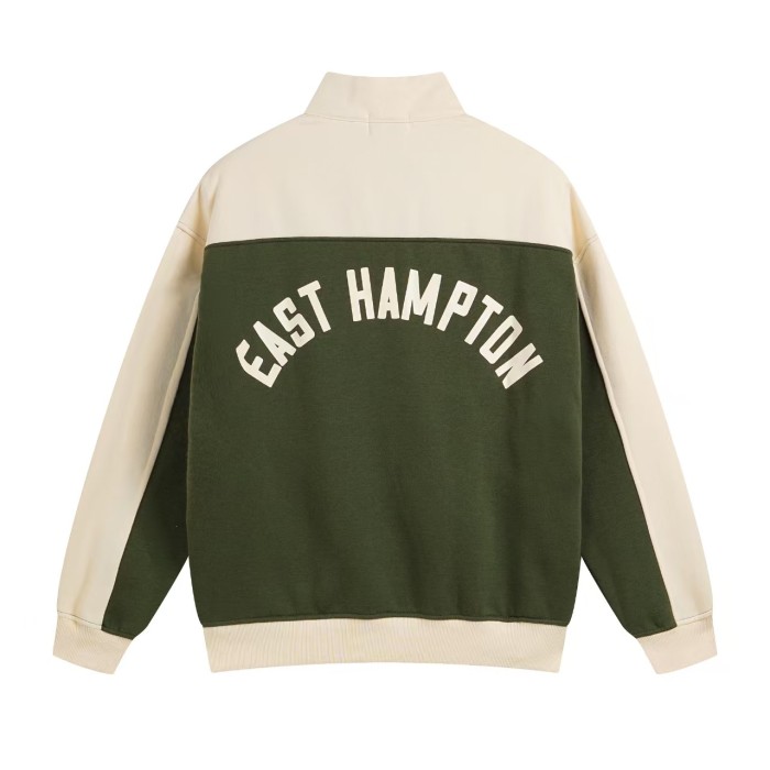Vintage College Style Rhude Letter Print Color Block Half Zip Fleece Lined Sweatshirt & Sweatpants Set 4 colors 29317688