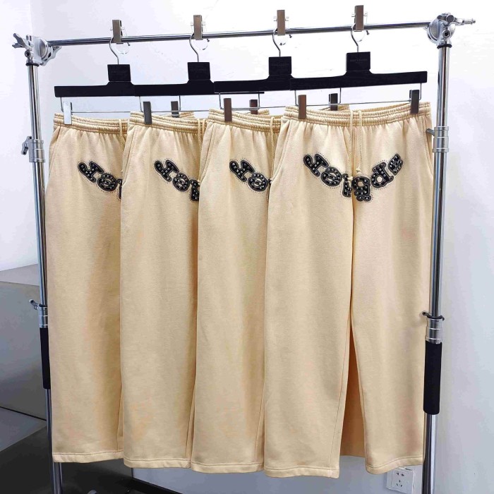 [Big & Tall for weights up to 220 lbs]1:1 quality version Mixed Rhinestone Letter Beige Zip Hoodie & Pants Set 29319554