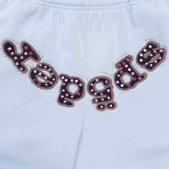 [Big & Tall for weights up to 220 lbs]1:1 quality version Mixed Rhinestone Letter Light Blue Zip Hoodie & Pants Set 29319555