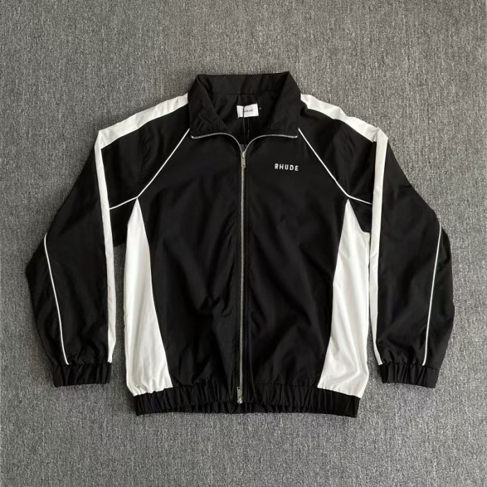 Vintage American Sport Style Letter Embroidery Color Block Zip-Up Cropped Jacket & Pants Set 2 colors 29317364