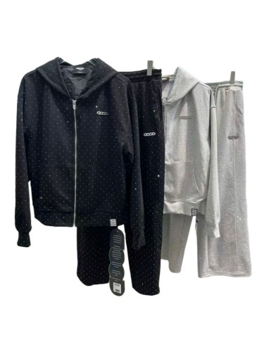 Silver Glitter Star Rhinestone Zip Hoodie & Pants Set 2 colors 29319474
