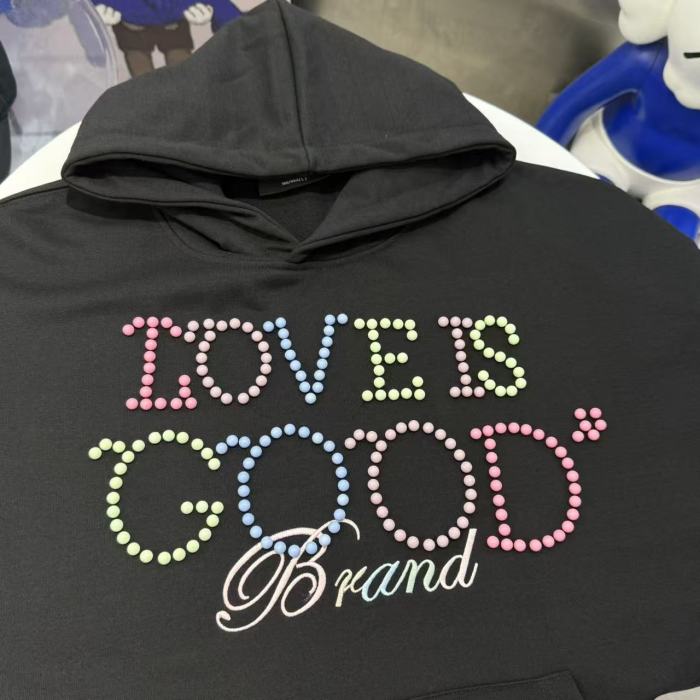 Macaron Color Pearl Slogan Embroidery Hoodie 2 colors 29319478