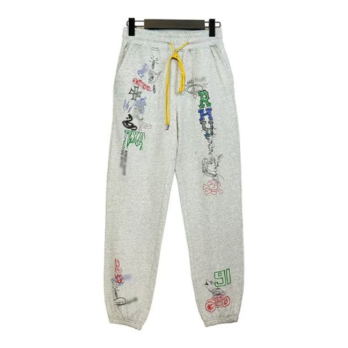 American High Street Cartoon Graffiti Hand Drawn Print Loose Fit Unisex Thin Casual Sweatpants 29319301