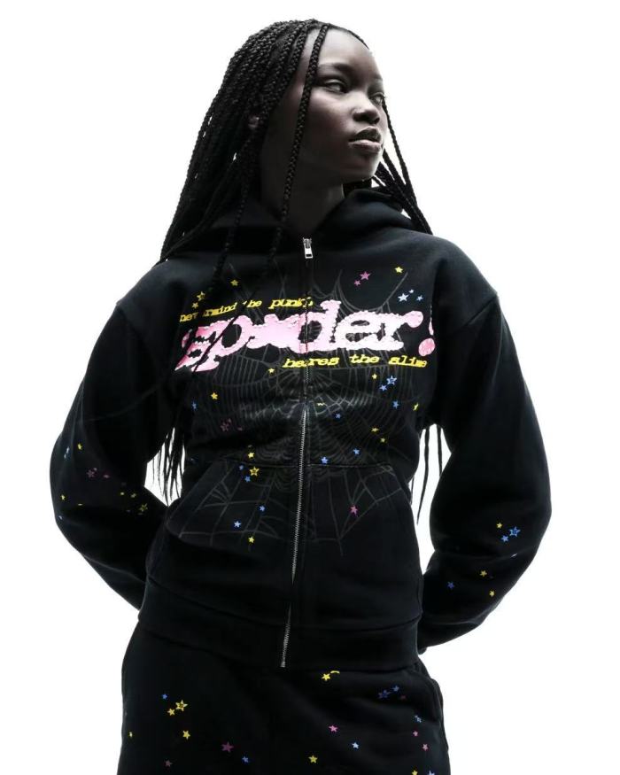 [Big & Tall for weights up to 220 lbs]1:1 quality version Pink Letter Black Mesh Black Zip Hoodie & Shorts Set 29319550