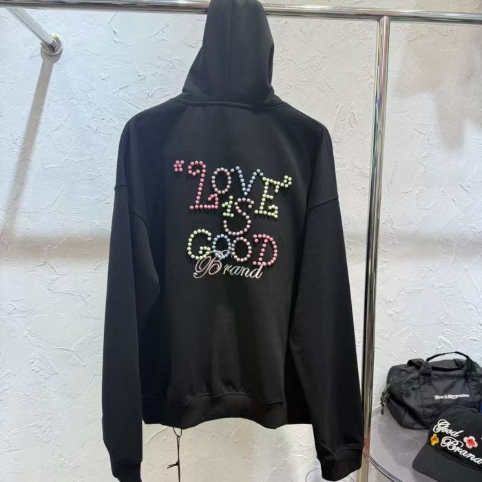 Macaron Color Pearl Slogan Embroidery Hoodie 2 colors 29319478