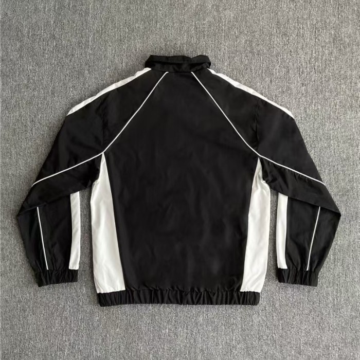 Vintage American Sport Style Letter Embroidery Color Block Zip-Up Cropped Jacket & Pants Set 2 colors 29317364