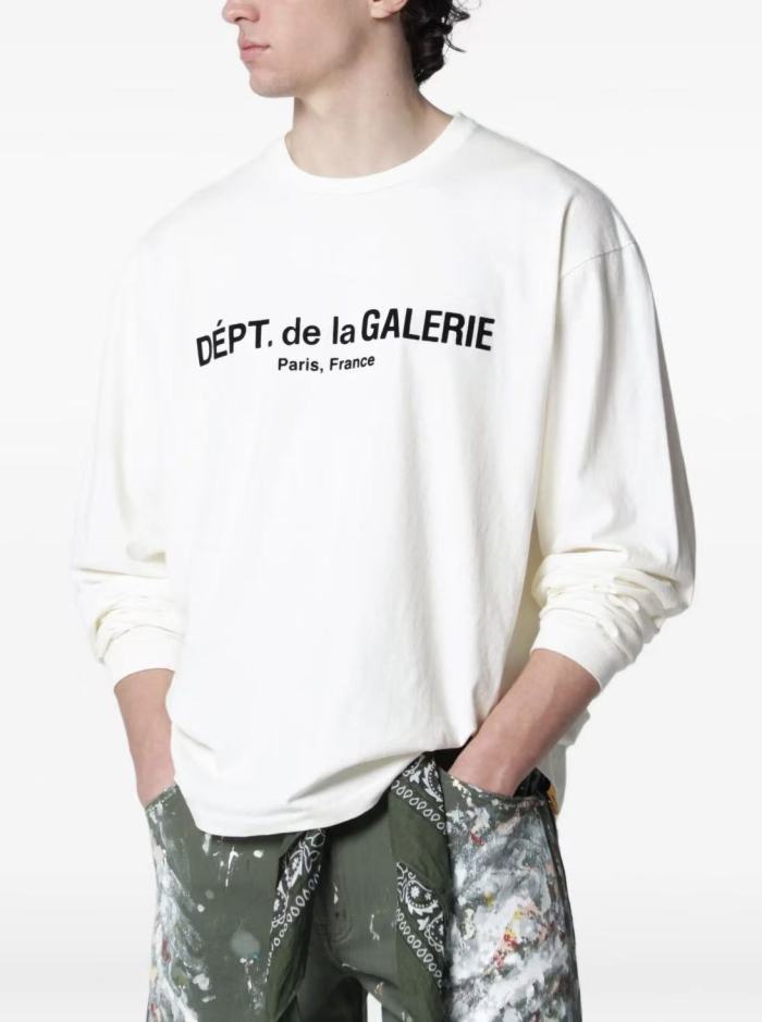 [Big & Tall for weights up to 260 lbs]1:1 quality version Flocked French Text Print Long Sleeve Tee 2 colors 29319568